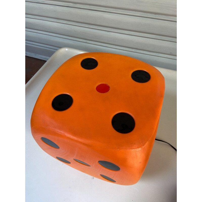 Vintage orange and black dice lamp, 1970