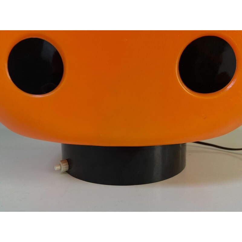 Vintage orange and black dice lamp, 1970