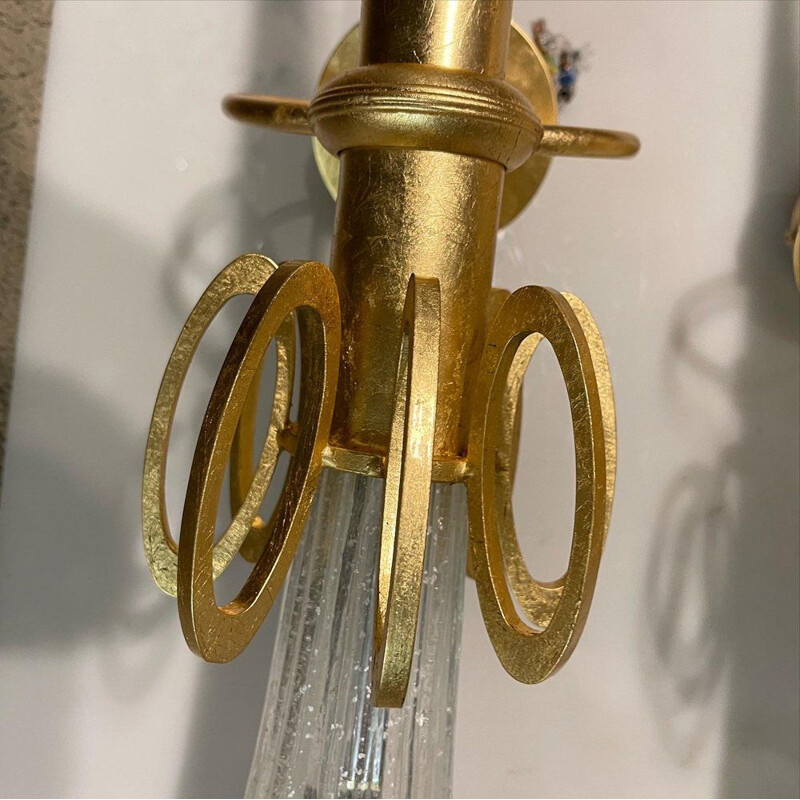 Set van 3 vintage wandlampen in goud murano glas