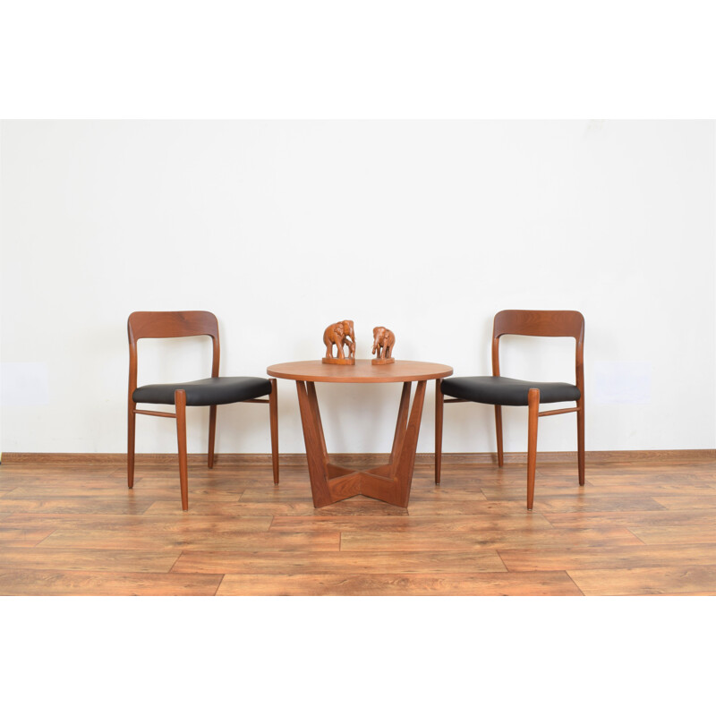 Set of 4 mid-century Danish teak & leather dining chairs model 75 by N. O. Møller for J.L. Møller, 1960s