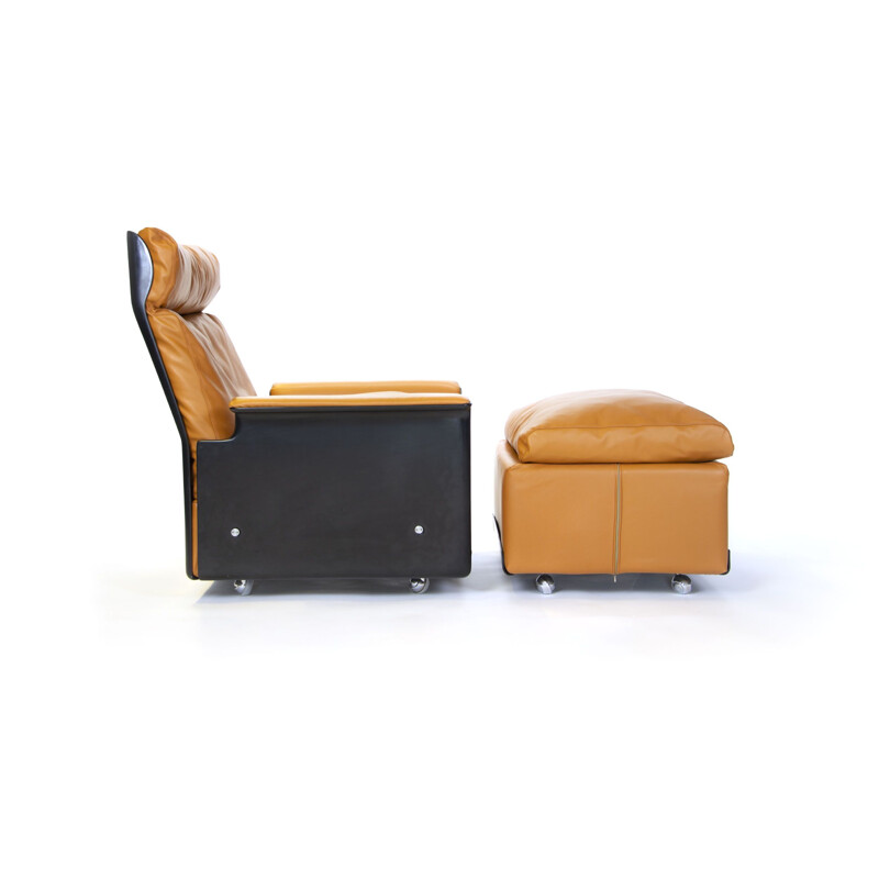 Vintage fauteuil en voetenbank 620 van Dieter Rams voor Vitsoe, 1962