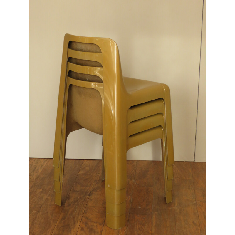 French set of 4 chairs, Marc BERTHIER - 1970s