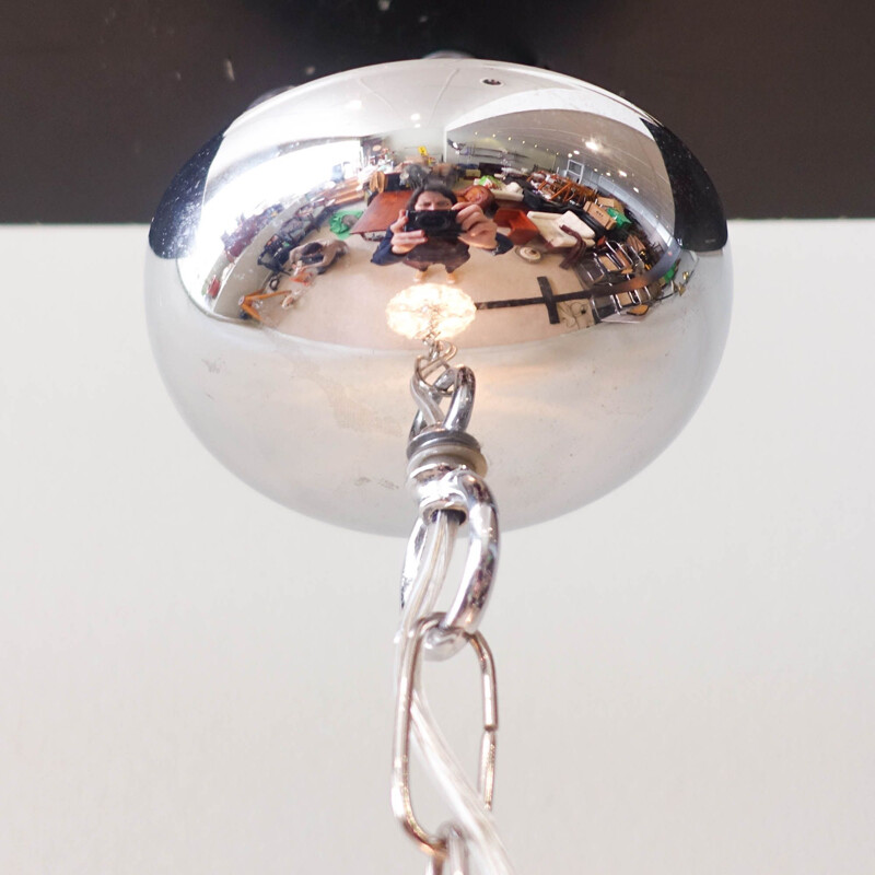 Vintage glass flower chromed Sputnik chandelier by Paolo Venini for VeArt, 1960s