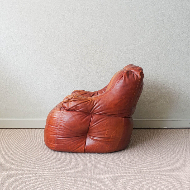 Vintage leather Bean bag armchair, Italy 1970s