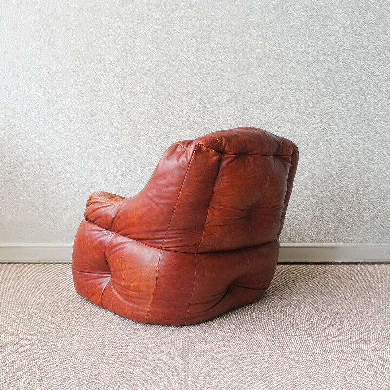 Vintage leather Bean bag armchair, Italy 1970s