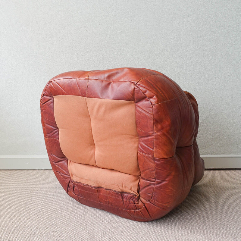 Vintage leather Bean bag armchair, Italy 1970s