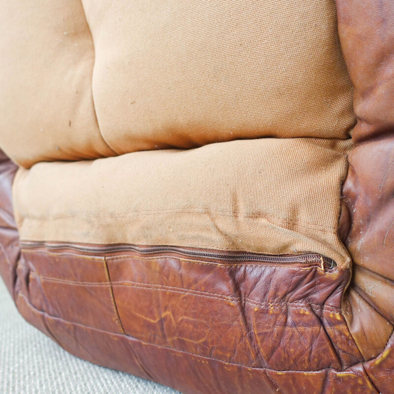 Vintage leather Bean bag armchair, Italy 1970s