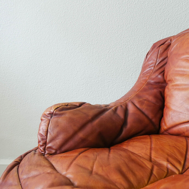 Vintage leather Bean bag armchair, Italy 1970s