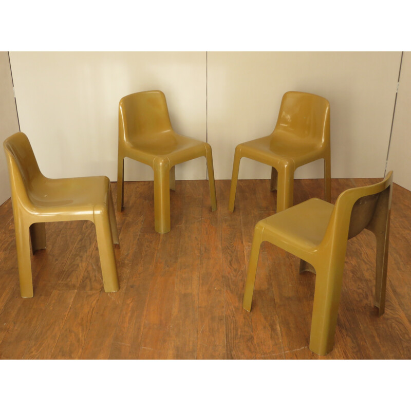 French set of 4 chairs, Marc BERTHIER - 1970s