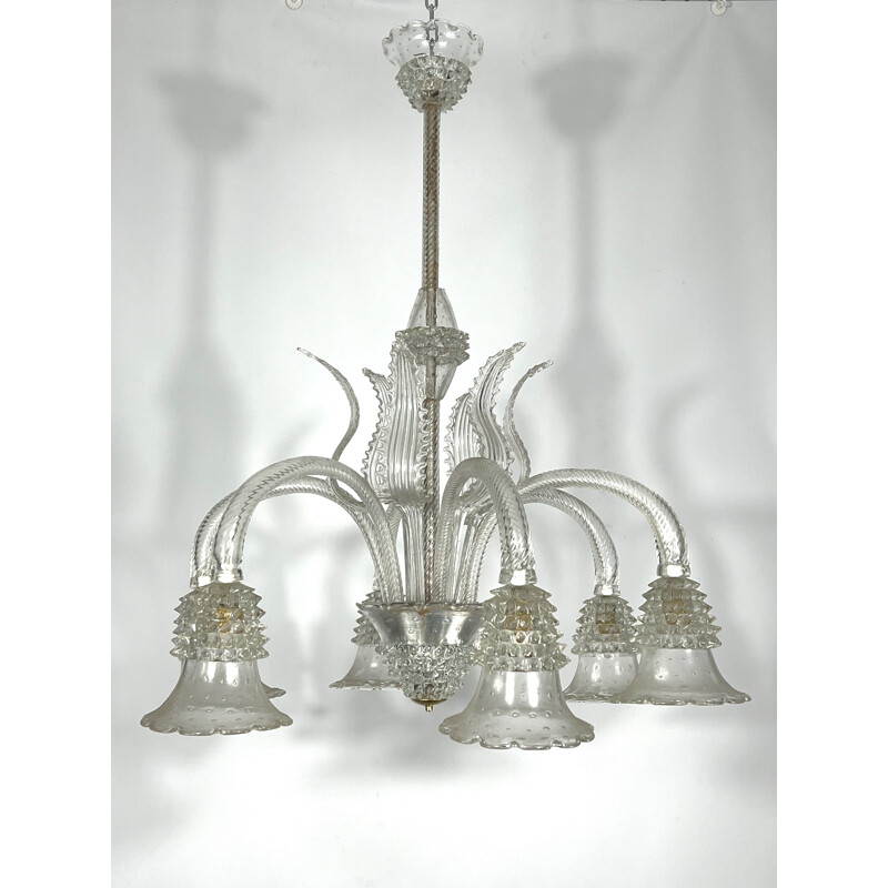 Candelabro Vintage bullicante rostrato com seis braços de Ercole Barovier, 1930