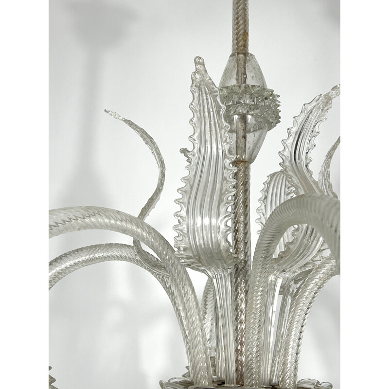 Vintage bullicante rostrato chandelier with six arms by Ercole Barovier, 1930