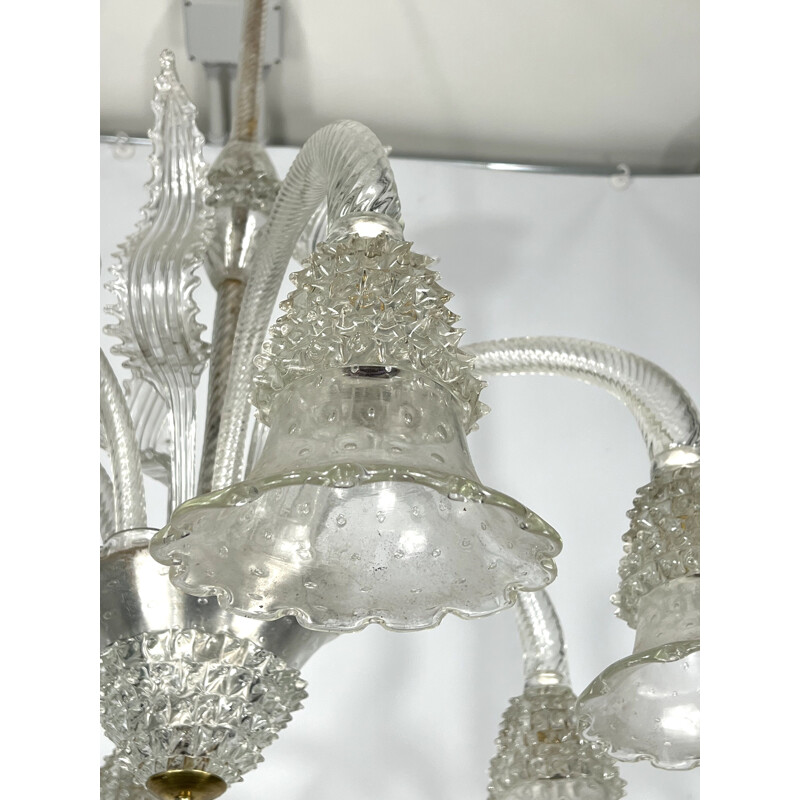 Vintage bullicante rostrato chandelier with six arms by Ercole Barovier, 1930