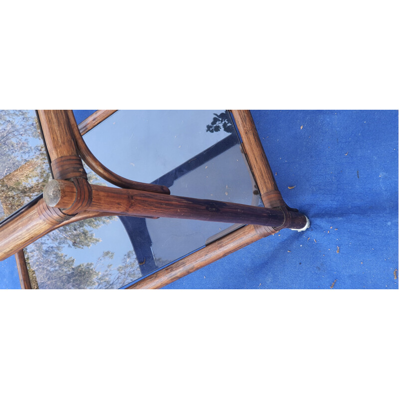 Vintage bamboo cart with smoked glass trays