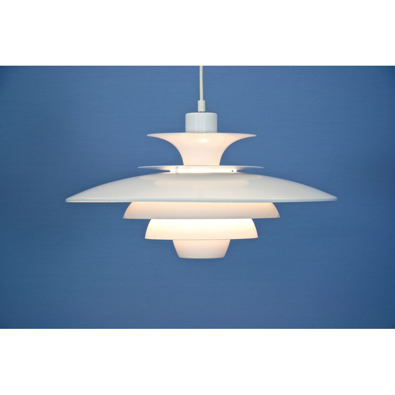 Danish vintage pendant lamp in white, 1970s