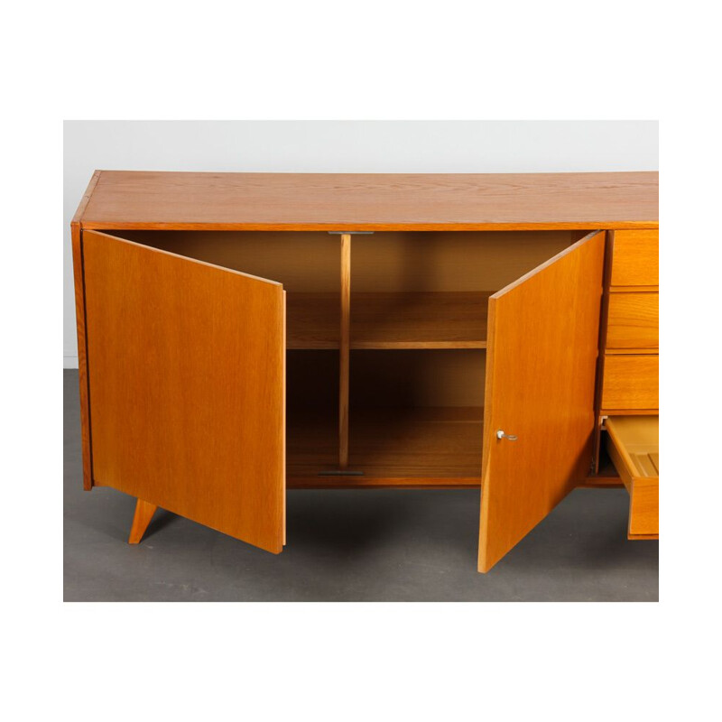 Vintage oakwood sideboard model U-460 by Jiroutek for Interier Praha, 1960