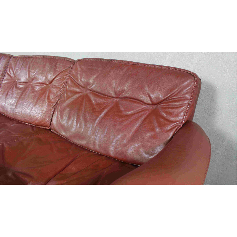 Vintage brown leather sofa by Madsen & Schubell, 1970s