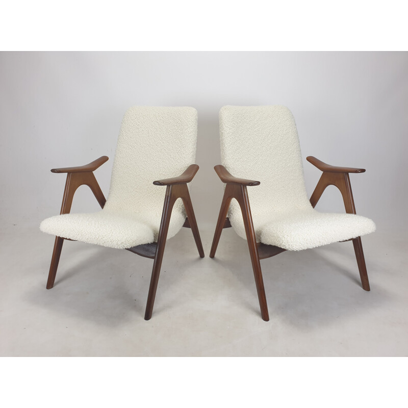 Paar vintage teakhouten fauteuils van Louis van Teeffelen voor Wébé, Nederland 1960