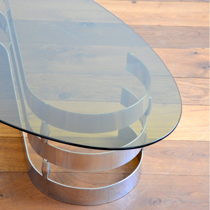 Vintage coffee table with glass top, Italy 1970