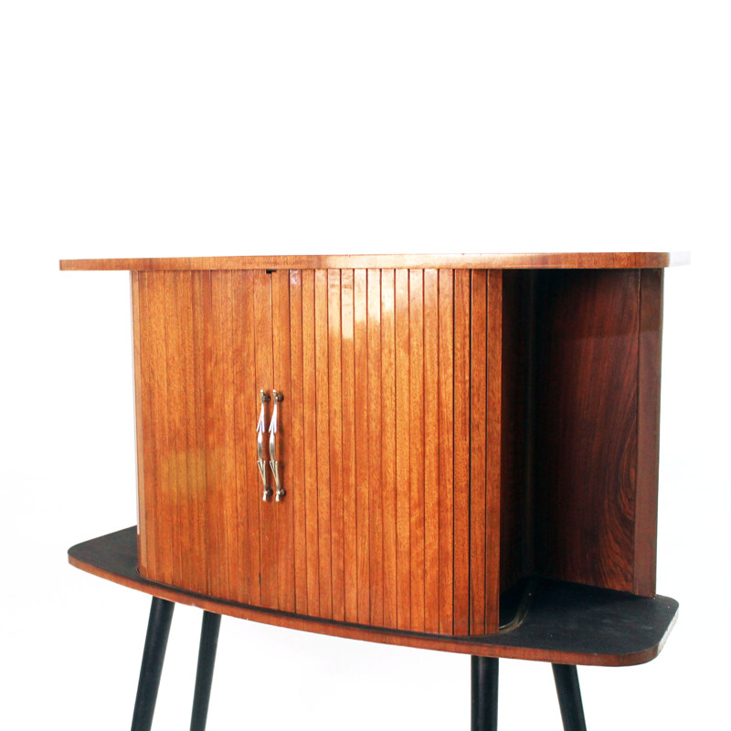 Pair of small Italian cabinets in rosewood with tambour doors - 1950s