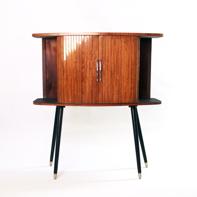 Pair of small Italian cabinets in rosewood with tambour doors - 1950s