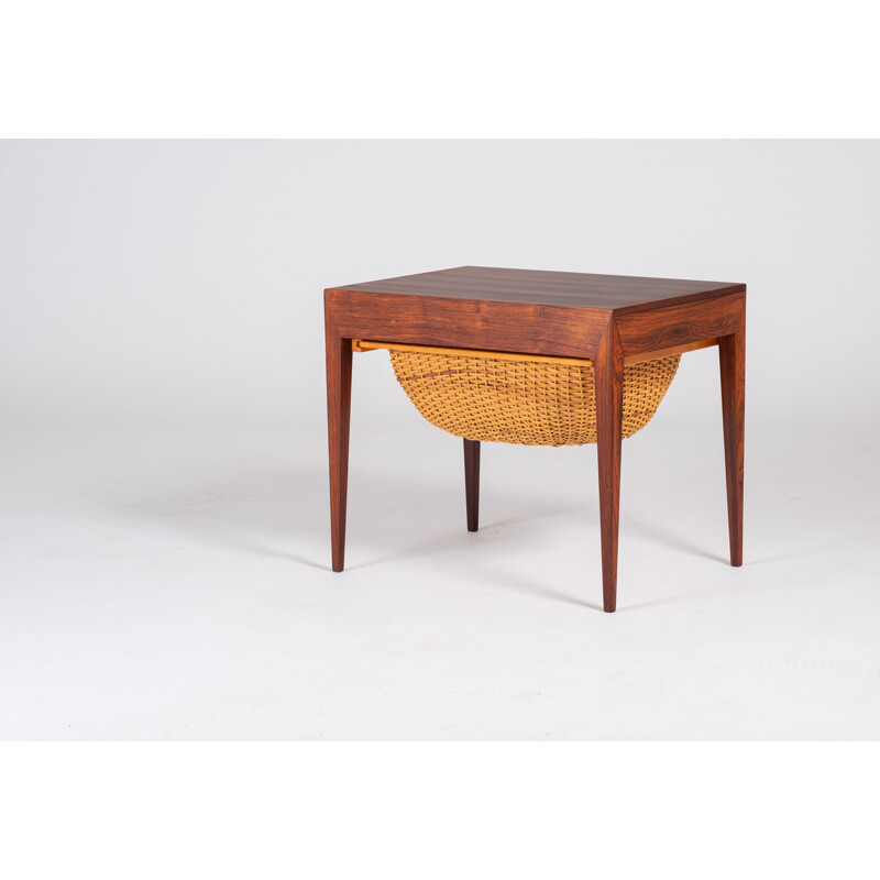 Table de couture vintage en palissandre par Severin Hansen pour Haslev Furniture