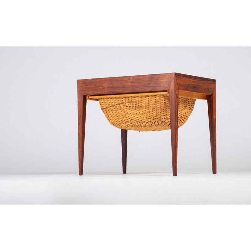 Vintage rosewood sewing table by Severin Hansen for Haslev Furniture