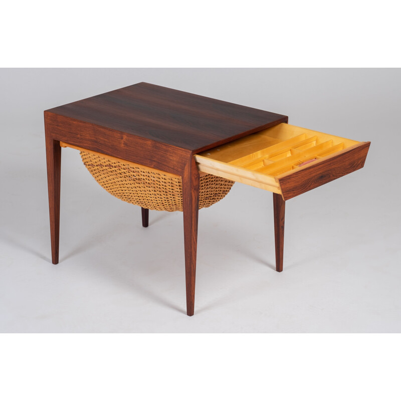 Table de couture vintage en palissandre par Severin Hansen pour Haslev Furniture