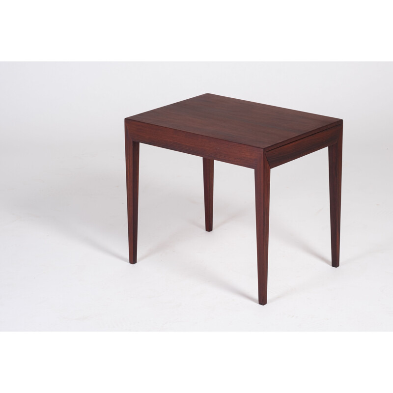 Vintage side table with drawer in rosewood by Severin Hansen for Haslev Møbelsnedkeri, 1950