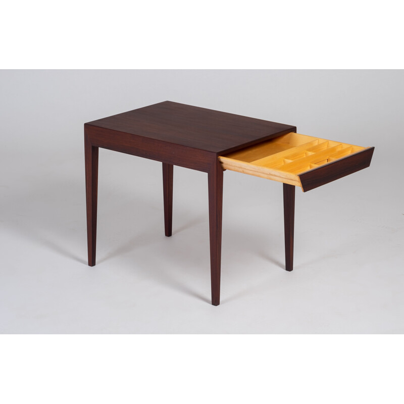 Vintage side table with drawer in rosewood by Severin Hansen for Haslev Møbelsnedkeri, 1950