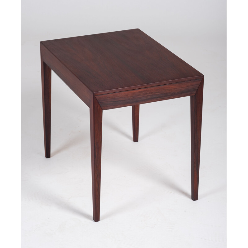 Vintage side table with drawer in rosewood by Severin Hansen for Haslev Møbelsnedkeri, 1950