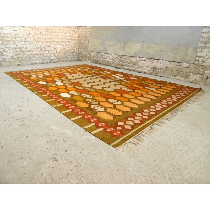 Overtreding Omgekeerde inrichting Vintage kelim tapijt uit Oost-Europa, Polen 1960