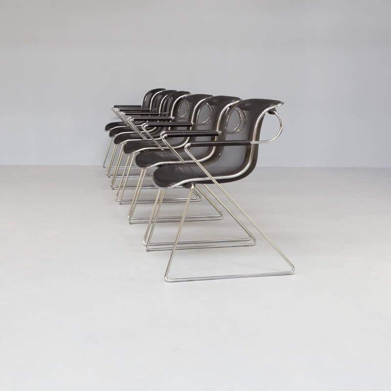 Set of 6 vintage "Penelope" chairs by Charles Pollock for Castelli, 1982