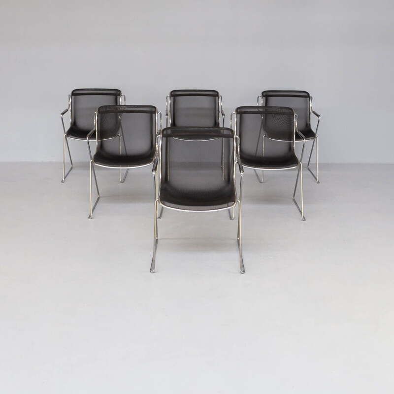 Set of 6 vintage "Penelope" chairs by Charles Pollock for Castelli, 1982