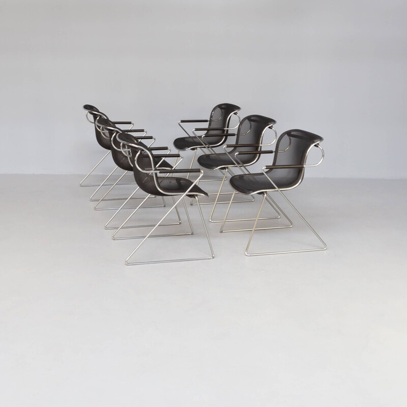Set of 6 vintage "Penelope" chairs by Charles Pollock for Castelli, 1982