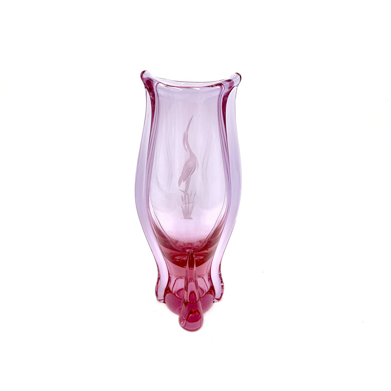 Vintage pink vase by Miloslav Klinger for Zelezny Brod, Czech 1960