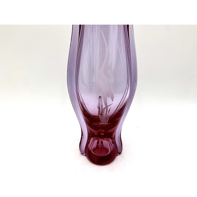 Vintage pink vase by Miloslav Klinger for Zelezny Brod, Czech 1960