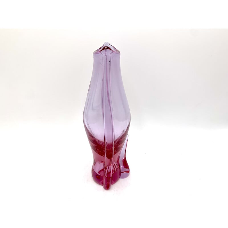 Vase vintage rose de Miloslav Klinger pour Zelezny Brod, Tchèque 1960