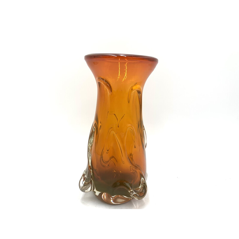 Orangefarbene Vintage-Vase, Polen 1960-1970