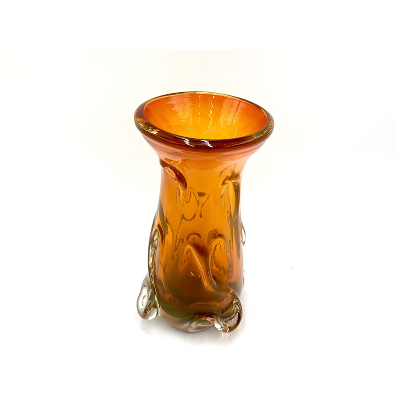 Orangefarbene Vintage-Vase, Polen 1960-1970