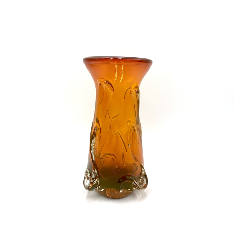 Vase vintage orange, Pologne 1960-1970