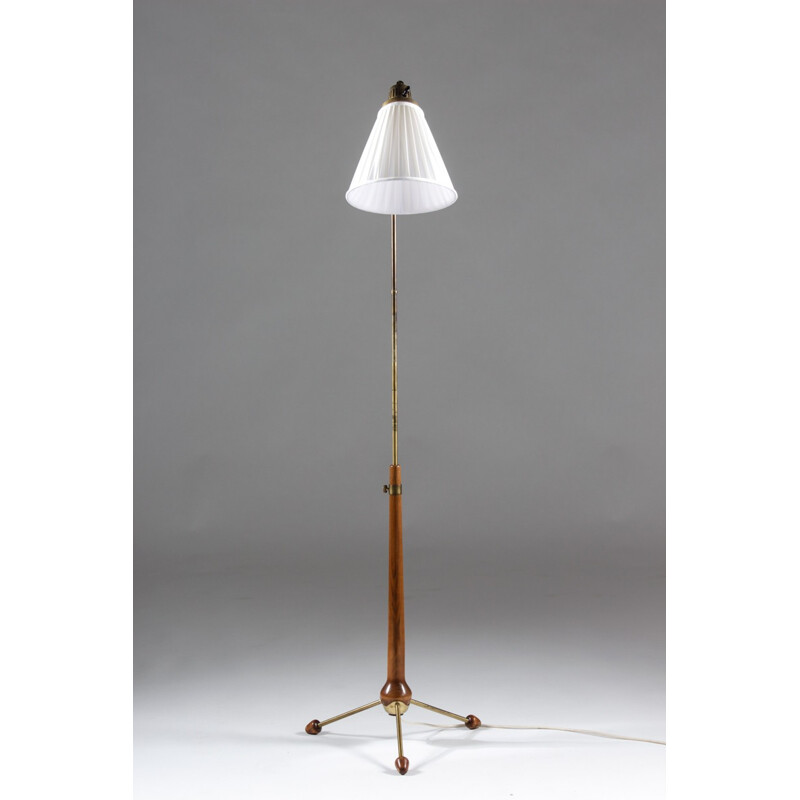 Ateljé Lyktan floor lamp in beech and brass, Hans BERGSTRÖM - 1940s