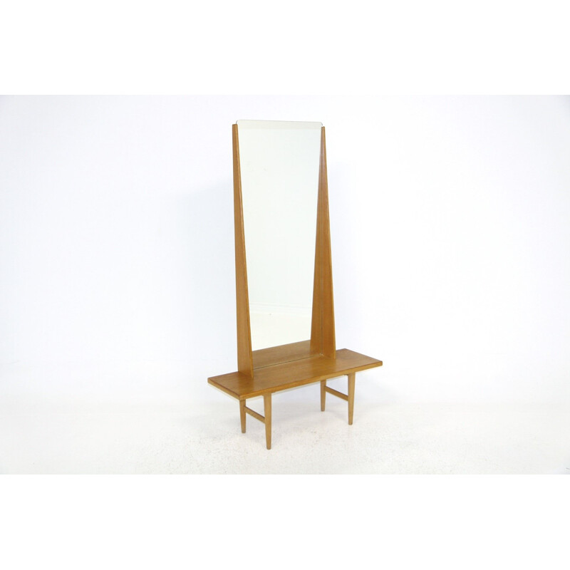 Vintage oak mirror by Kurt Østervig for Emmaboda Möbelfabrik, Sweden 1960