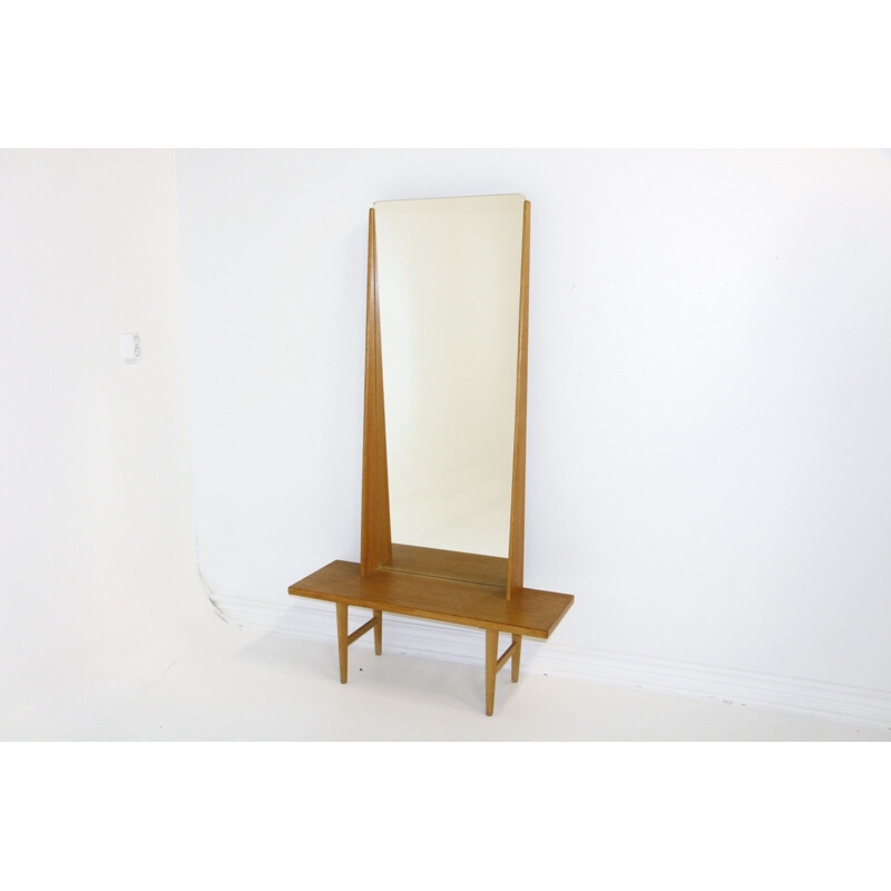 Vintage oak mirror by Kurt Østervig for Emmaboda Möbelfabrik, Sweden 1960