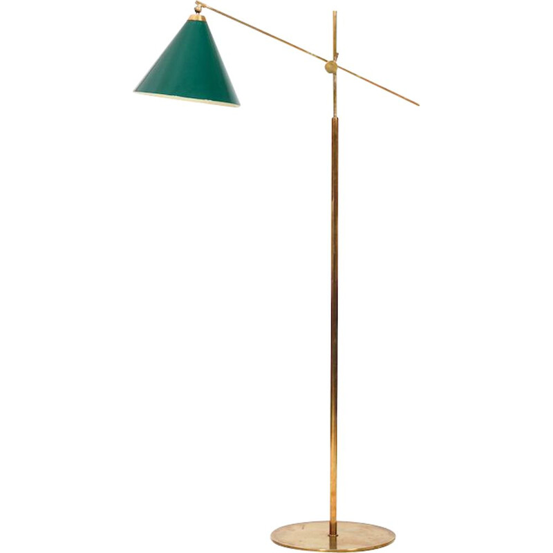 Vintage "Vaterpump" brass floor lamp by Th. Valentiner, Denmark 1950s