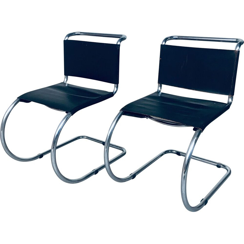 Pair of vintage MR10 cantilever chairs in black, Italy 1960s