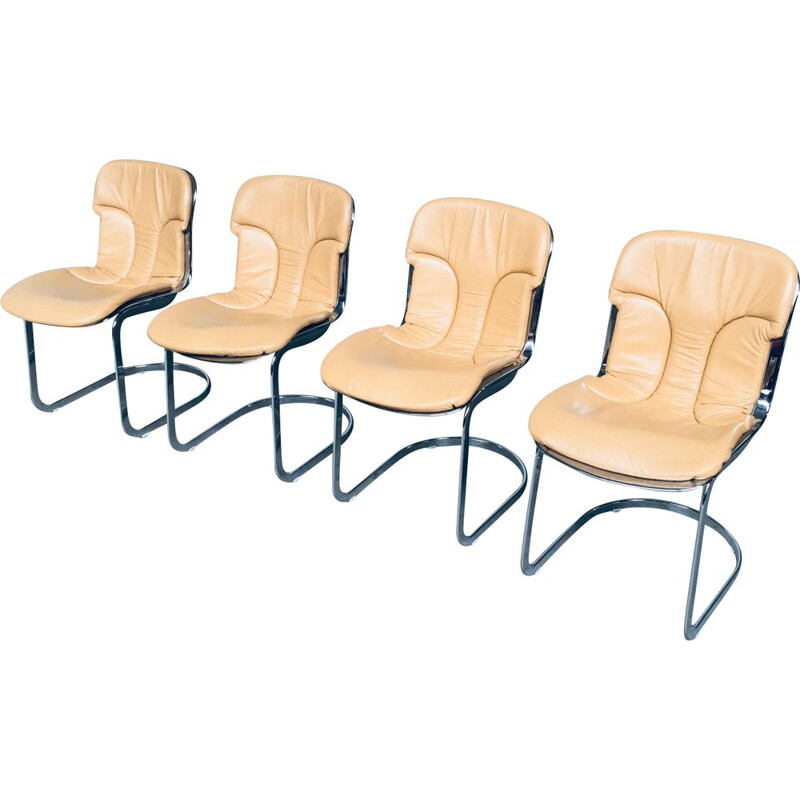 Set of 4 vintage metal chairs by Cidue, Italy 1970s