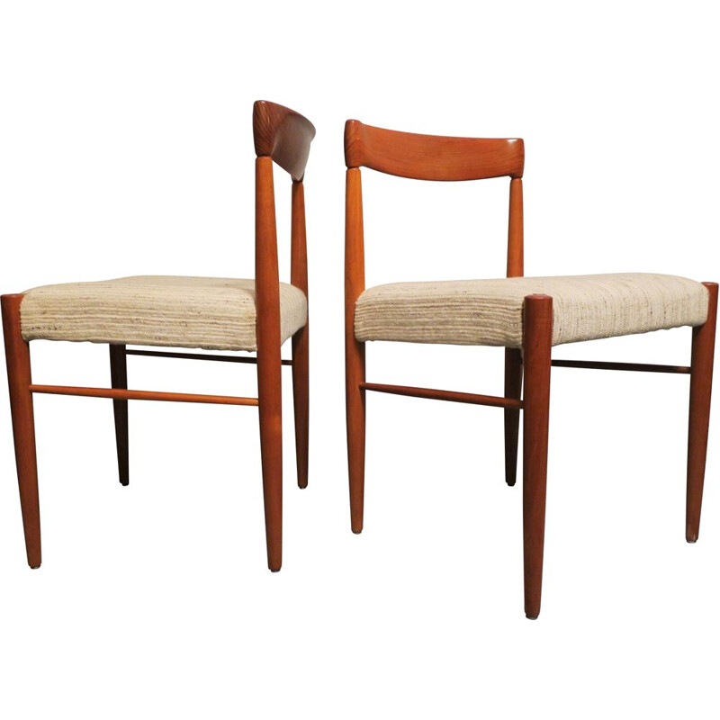 Paar vintage Deense teakhouten stoelen van H.W. Klein, 1960