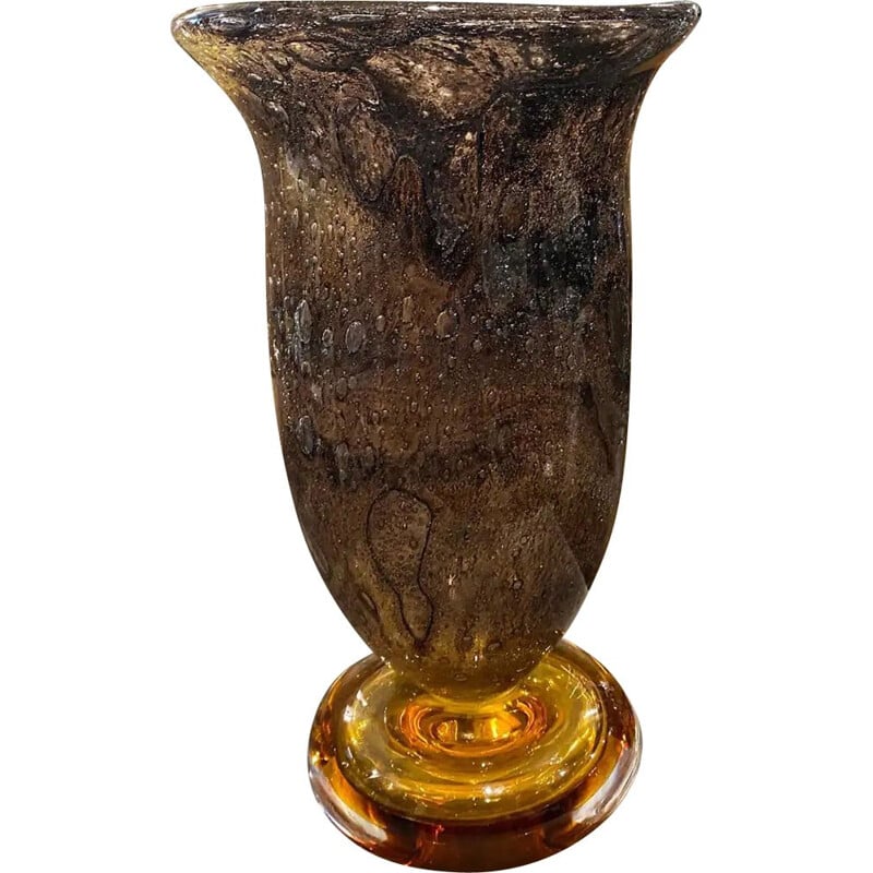 Vase en verre de Murano brun moderniste de Giovanni Cenedese, 1980