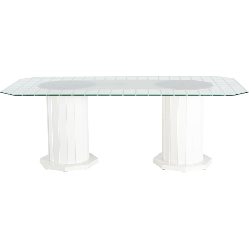 German vintage dining table with glass top for Werzalit, 1970s