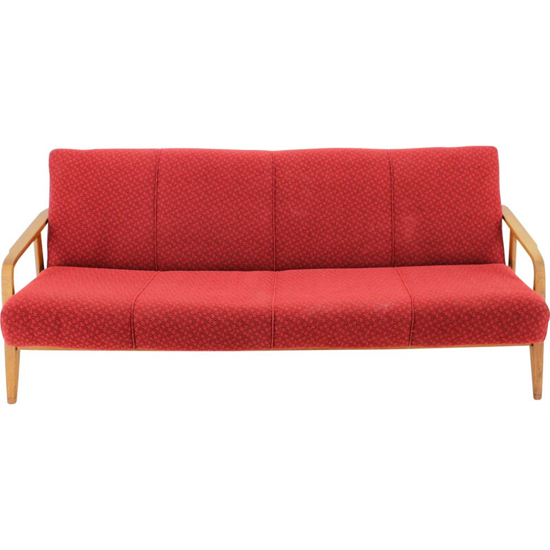 Mid-century oakwood and bentwood folding sofa, Czechoslovakia 1950s